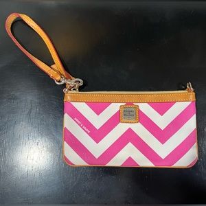 Pink and white Dooney and Bourke wristlet